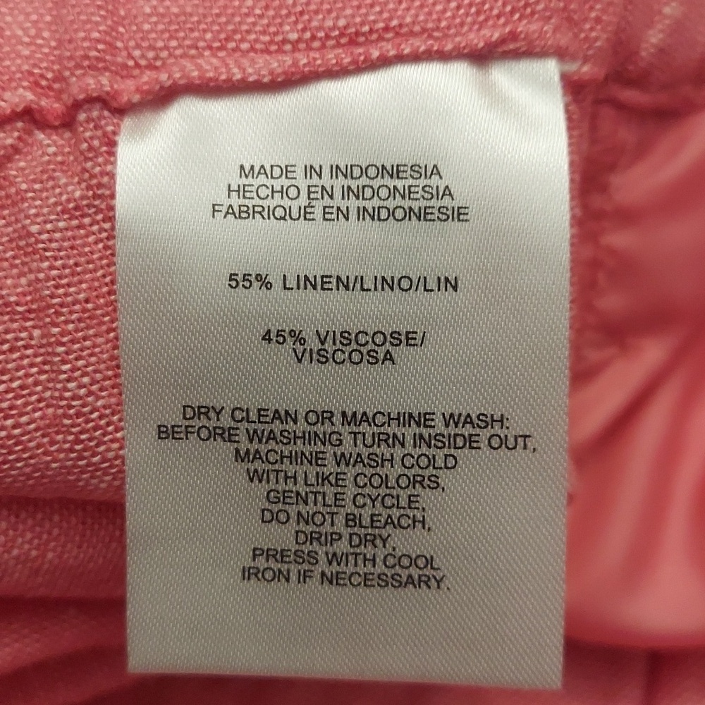 JONES NEW YORK 2X Pink Plus Size Pull On Chambray Linen Capri Pants - Picture 11 of 11
